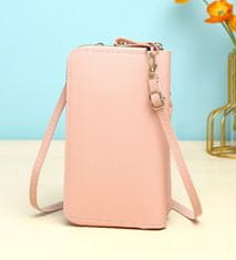 Camerazar Multifunkčná taška na telefón a peňaženku, ružová, ekologická umelá koža, 19x11x5,5 cm
