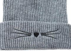 Camerazar Dámska zimná čiapka s mačacími ušami, tmavosivá, akrylové vlákno, univerzálna veľkosť