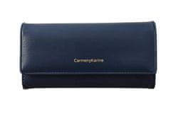 Camerazar Veľká dámska peňaženka z ekologickej umelej kože, tmavomodrá, s príveskom na kľúče a 15 priehradkami, 19,5x9x3,5 cm