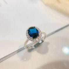 Flor de Cristal Strieborný prsteň Melanie s modrým zirkónom