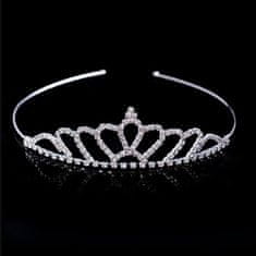 Camerazar Krištáľová tiara Tiara na svadobné ozdoby do vlasov, dĺžka 13 cm, výška 3,5 cm, materiál cínový drôt