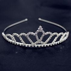 Camerazar Krištáľová tiara Tiara na svadobné ozdoby do vlasov, dĺžka 13 cm, výška 3,5 cm, materiál cínový drôt