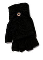 Camerazar Pánske teplé zimné palčiaky s chlopňou, čierne, 100% akrylová priadza, univerzálna veľkosť