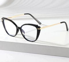 Camerazar Elegantné mačacie okuliare s antireflexnými sklami, čierne, kov-polykarbonát-plast, 141x144 mm
