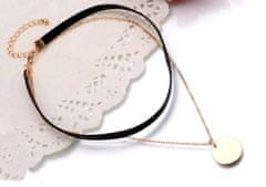 Camerazar Náhrdelník s diamantovým príveskom, zlatý/čierny, stuha, 30 cm + 7 cm predĺženie