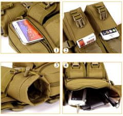 Camerazar Pánska vojenská taška na opasok, odolný polyester, dve vrecká na zips, rozmery 15x18x6,5 cm