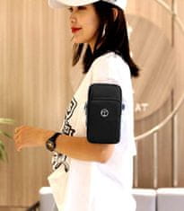 Camerazar Taška cez rameno na smartfóny, čierna, vodoodolná syntetika, 12x17,5x7 cm