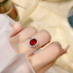 Flor de Cristal Strieborný prsteň Melanie s kubickým zirkónom červenej farby