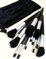 Camerazar Profesionálna sada 13 štetcov na make-up, čierna, s plastovou rukoväťou a syntetickými štetinami, dĺžka 15-18 cm