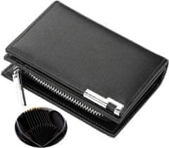 Camerazar Elegantná pánska peňaženka na karty, čierna, ekologická umelá koža, 12x9x3,5 cm