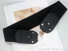 Camerazar Elegantný dámsky široký korzet s elastickým pásom, čierny, kvalitná umelá koža, 65-89 cm