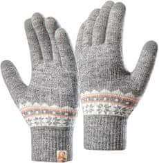 Camerazar Dámske zimné rukavice so severským vzorom, sivé, akrylová priadza, univerzálna veľkosť