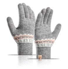 Camerazar Dámske zimné rukavice so severským vzorom, sivé, akrylová priadza, univerzálna veľkosť