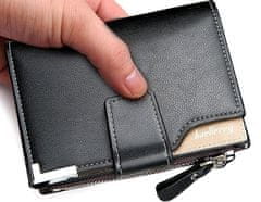 Camerazar Elegantná pánska peňaženka z ekokože, čierna, 19 priehradiek, 12,5x9,5x2,5 cm