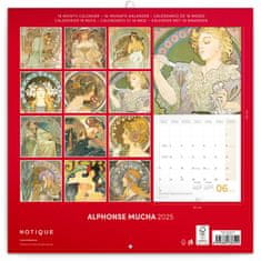 Notique Poznámkový kalendár Alfons Mucha 2025, 30 x 30 cm