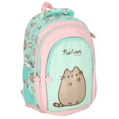 WOWO Mintový školský batoh Pusheen 4-komorový, 16 palcov, mladistvý dizajn, ideálny pre študentov, objem 10,17 l, trendy doplnok do školy.