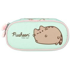 WOWO Pevný školský peračník Pusheen s klapkou - mintová farba, ideálny na ceruzky, pera a školské potreby, trendy štýlový doplnok pre študentov