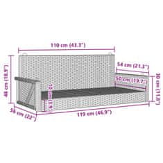 Vidaxl Hojdacia lavica hnedá 119x56x48 cm polyratan