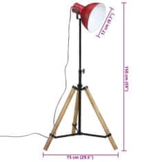 Vidaxl Podlahová lampa 25 W šmuhovaná červená 75x75x90-150 cm E27