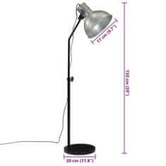 Vidaxl Podlahová lampa 25 W starožitná strieborná 30x30x90-150 cm E27