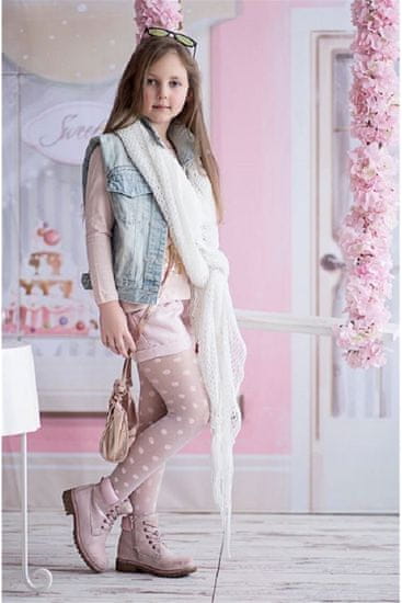 Knittex Detské pančuchy s bodkami Lora ROSE (bledoružová) 116/122 cm