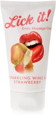 XSARA Lick it sparkling wine and strawberry 50 ml aromatizovaný gel určený k masáži celého těla šampaské s jahodami - 70951059