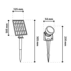 LUMILED 3x Solárny záhradný reflektor LED bodové svietidlo do zeme RAGUS IP65