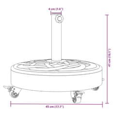 Petromila vidaXL Podstavec pod slnečník s kolesami pre Ø38/48 mm tyče 27 kg kruh