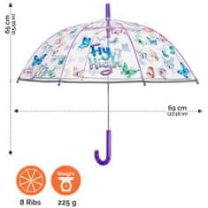 Perletti Cool Kids Transparent, Detský reflexný dáždnik s motýlikmi, 15634