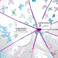 Perletti Cool Kids Transparent, Detský reflexný dáždnik s motýlikmi, 15634