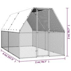 Vidaxl Klietka pre sliepky 2x4x2 m pozinkovaná oceľ