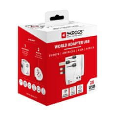 Skross PRE Light USB World, UK+USA+Austrália/Čína, 2x USB-A, vr. adaptéra ostatných vidlíc