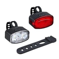 Solight LED nabíjací set cyklo svietidiel WN47 160Lm, predné, zadné červená, Li-Ion, USB