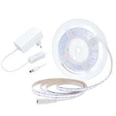 Solight COB LED pásik, sada s adaptérom, vypínač, 5m, 8W/m, 800lm/m, denná modrá