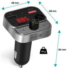 Connect IT InCarz Bluetooth transmitter, 2x USB-A + 1x USB-C, ANTRACITOVÝ