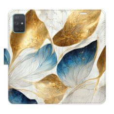 iSaprio Flipové puzdro - GoldBlue Leaves pre Samsung Galaxy A71