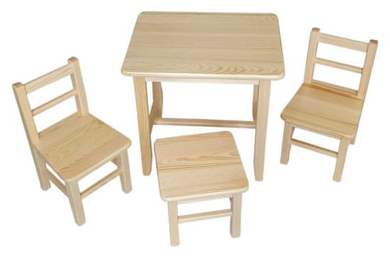 bHome Detský stôl s tromi stoličkami Wood