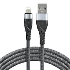 Moveo Opletený kábel USB - Lightning / iPhone everActive CBB-1IG 100cm s podporou rýchleho nabíjania až do 2,4A sivý