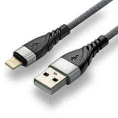 Moveo Opletený kábel USB - Lightning / iPhone everActive CBB-1IG 100cm s podporou rýchleho nabíjania až do 2,4A sivý