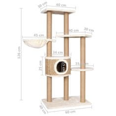 Vidaxl Škrabadlo pre mačky so stĺpikom 126 cm morská tráva