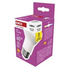 EMOS LED žiarovka Classic R63 / E27 / 7 W (60 W) / 806 lm / Neutrálna biela