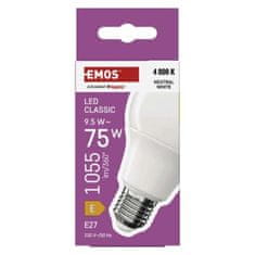 EMOS LED žiarovka Classic A60 / E27 / 9,5 W (75 W) / 1055 lm / Neutrálna biela