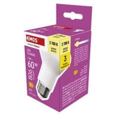 EMOS LED žiarovka Classic R63 / E27 / 7 W (60 W) / 806 lm / Teplá biela