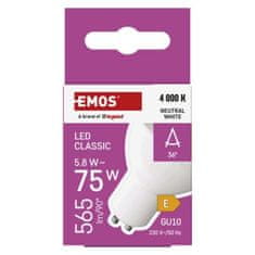 EMOS LED žiarovka Classic MR16 / GU10 / 5,8 W (75 W) / 565 lm / Neutrálna biela