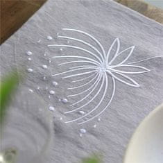 Decor By Glassor Ľanové vyšívané prestieranie šedé s kvetinou
