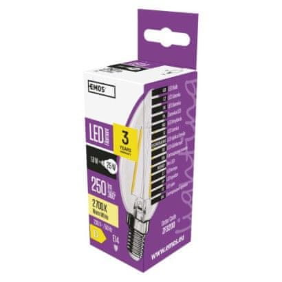 EMOS LED žiarovka Filament sviečka / E14 / 1,8 W (25 W) / 250 lm / teplá biela