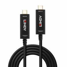 Lindy Kábel USB 3.1 Typ C CM/CM 15m, Audio Video Only, 21.6Gbps, jednosmerný, optický, čierny