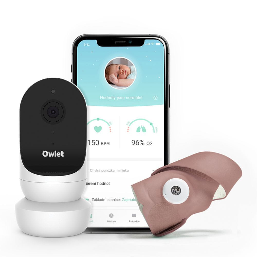   Owlet Chytrá ponožka a kamera Cam 2 & Smart Sock 3 Duo - Dusty Rose