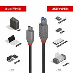 Lindy Kábel USB 3.1 Typ C CM/MICRO-B(3.0) 3m, Super Speed, čierny, Anthra Line §§