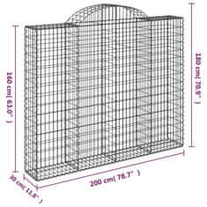 Petromila vidaXL Oblúkové gabiónové koše 7ks 200x30x160/180cm pozinkované železo